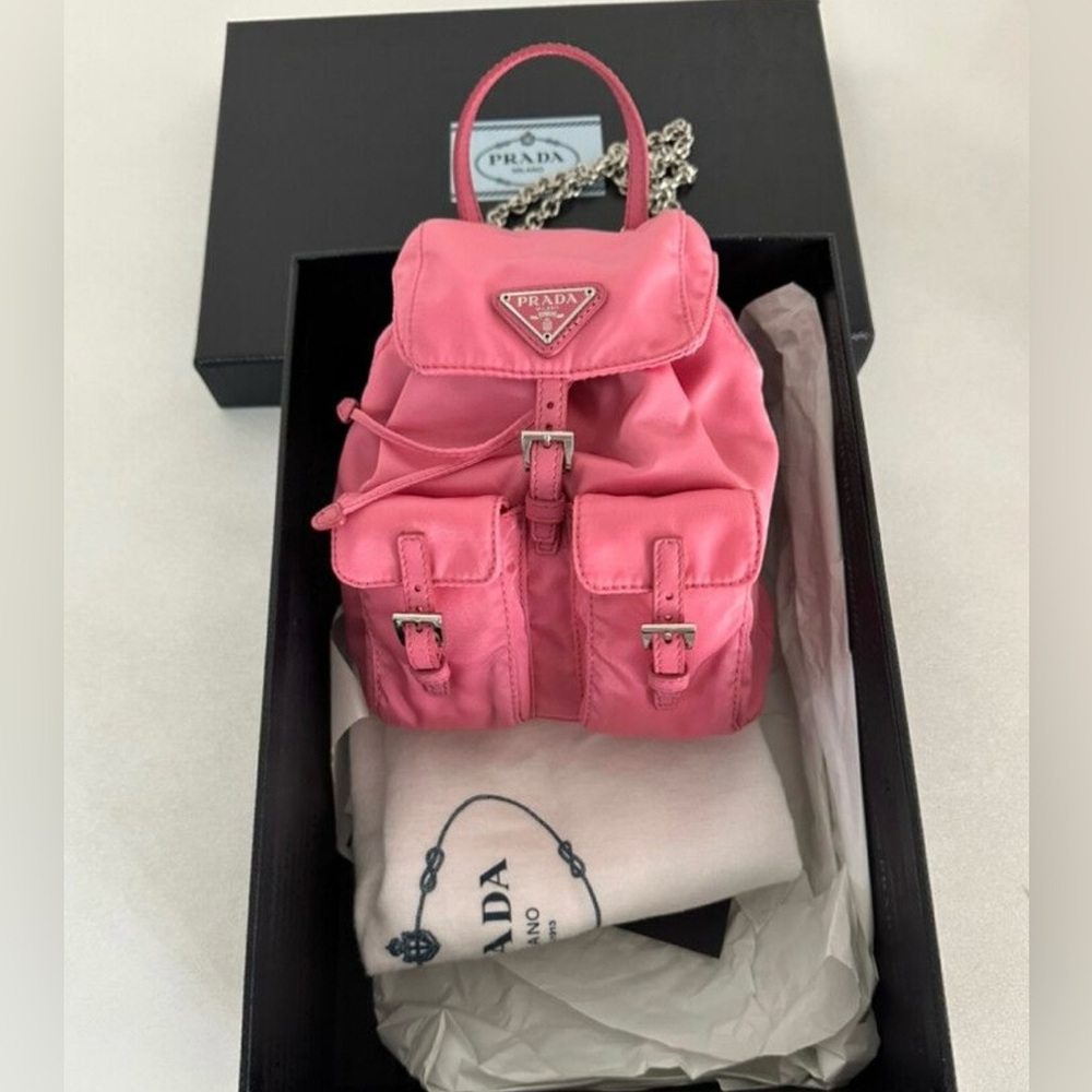 Authentic Prada Pink Mini Backpack Nylon Bag